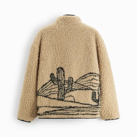 NWOT Viral 🔥 Desert Cactus Zara Sherpa Fleece Pull Over S/M - Picture 3 of 7
